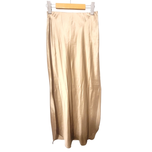 NWT Banana Republic 100% Silk Maxi Skirt XXS Petite Champagne Neutral - Picture 2 of 8